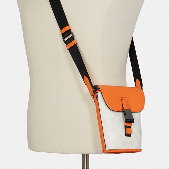 Coach Track Small Flap Crossbody In Signature Canvas - Picture 4 of 4